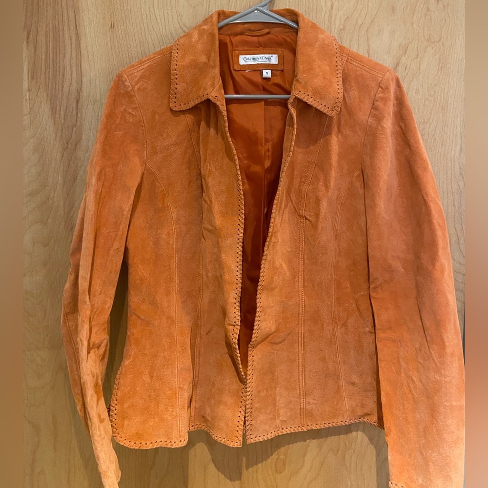 NEW suede Coldwater Creek orange stitch blazer